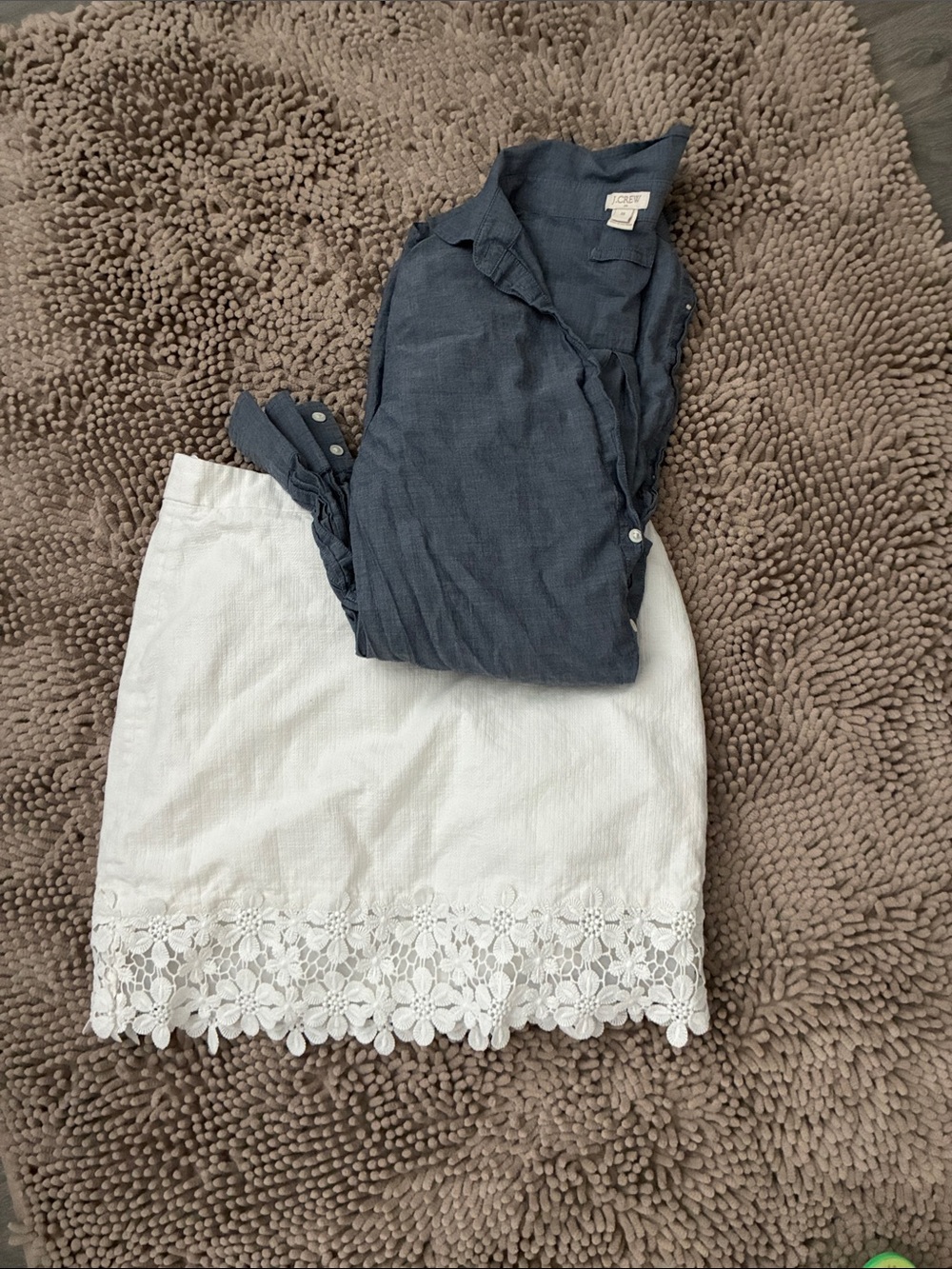 J. Crew White Mini Skirt with Floral Lace Trim